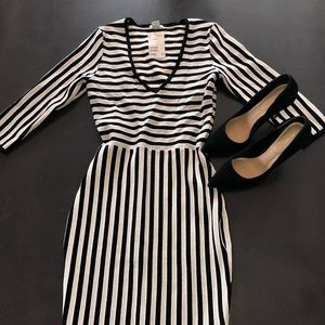 Black and White Midi Dress